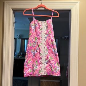 Never worn Lily Pulitzer Shelli Eyelet Mini Dress in pink!